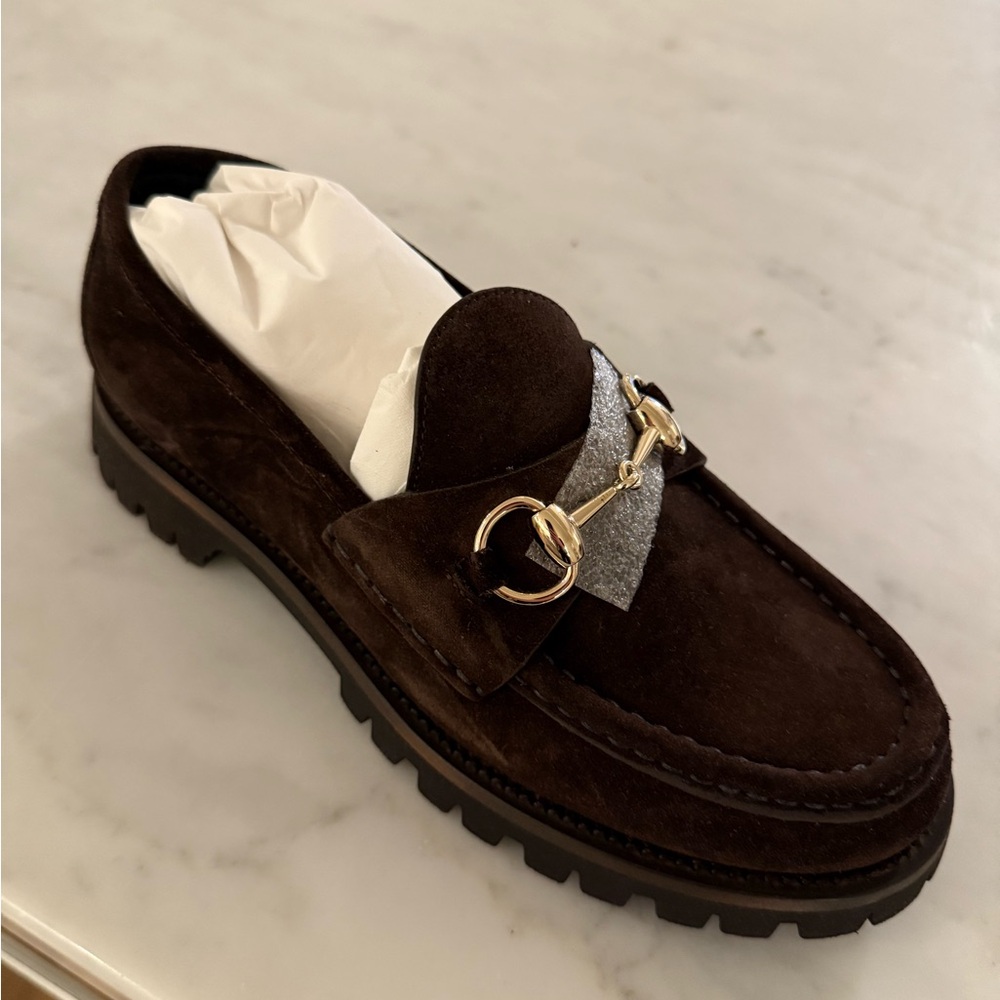 Gucci Dark Brown Loafers with Silver and Gold Detail